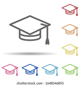 Graduate's cap in multi color style icon. Simple thin line, outline vector of science icons for ui and ux, website or mobile application