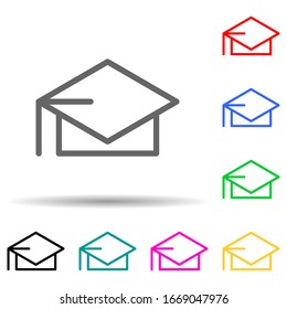 graduate's cap multi color style icon. Simple thin line, outline vector of web icons for ui and ux, website or mobile application