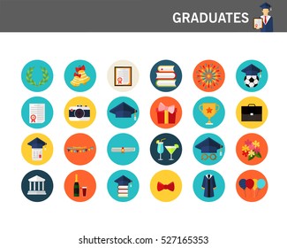 graduates concept flat icons.