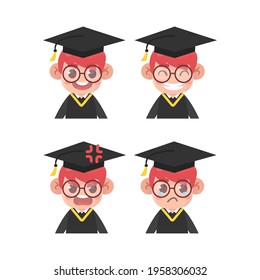graduates face expression set  Premium Vector