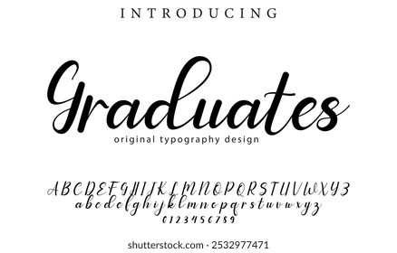 Graduates Font Stylish brush painted an uppercase vector letters, alphabet, typeface