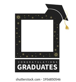 Graduates Frame for Congratulations  Class of 2021. Template for graduation design.isolated on white background ,Vector illustration EPS 10