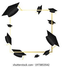 Graduates Frame for Congratulations  Class of 2021 with Graduation cap . Template for graduation design.isolated on white background ,Vector illustration EPS 10