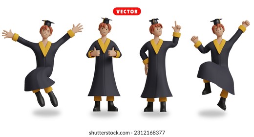 The graduates gestures included a 3D vector icon set.