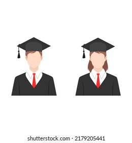 graduates in gown and graduation cap icon. colorful flat style vector illustration