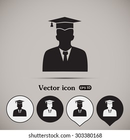 graduates in gown and graduation cap icon. flat style vector