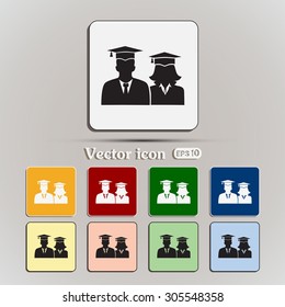 graduates in gown and graduation cap icon. flat style vector