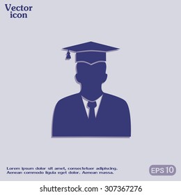 graduates in gown and graduation cap icon. flat style vector