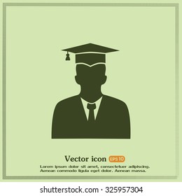 graduates in gown and graduation cap icon. flat style vector