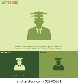 graduates in gown and graduation cap icon. flat style vector