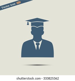 graduates in gown and graduation cap icon. flat style vector