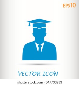 graduates in gown and graduation cap icon. flat style vector