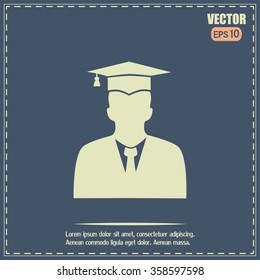 graduates in gown and graduation cap icon. flat style vector