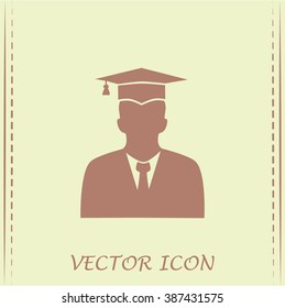 graduates in gown and graduation cap icon. flat style vector