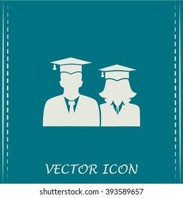 graduates in gown and graduation cap icon. flat style vector