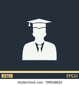 graduates in gown and graduation cap icon. flat style vector