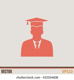 graduates in gown and graduation cap icon. flat style vector