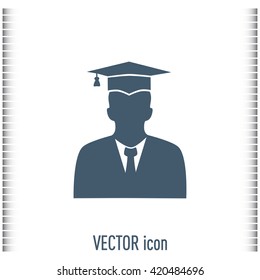 graduates in gown and graduation cap icon. flat style vector