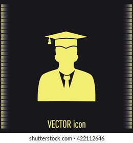 graduates in gown and graduation cap icon. flat style vector