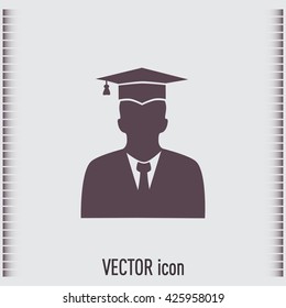 graduates in gown and graduation cap icon. flat style vector