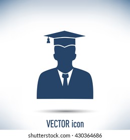 graduates in gown and graduation cap icon. flat style vector