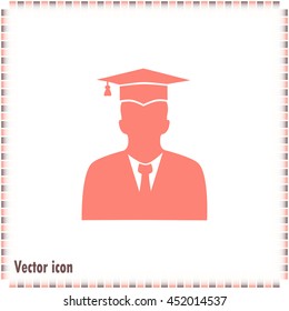 graduates in gown and graduation cap icon. flat style vector