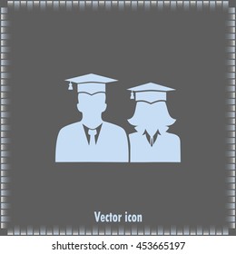 graduates in gown and graduation cap icon. flat style vector