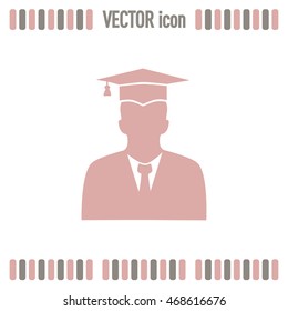 graduates in gown and graduation cap icon. flat style vector