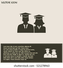 graduates in gown and graduation cap icon. flat style vector