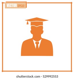 graduates in gown and graduation cap icon. flat style vector