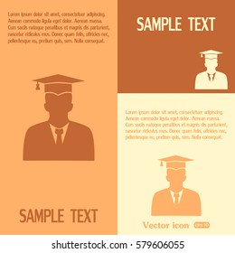 graduates in gown and graduation cap icon. flat style vector