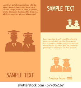 graduates in gown and graduation cap icon. flat style vector