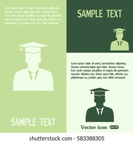 graduates in gown and graduation cap icon. flat style vector