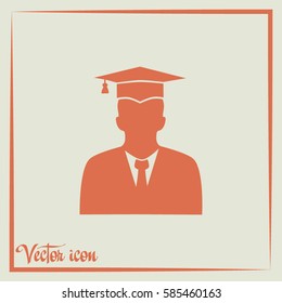 graduates in gown and graduation cap icon. flat style vector