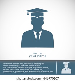 graduates in gown and graduation cap icon. flat style vector