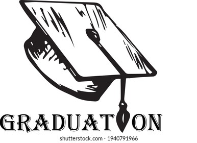 
graduates graduation cap, congratulations on graduation and education, promotion to new learning, distance learning in times of pandemic. vector graphics