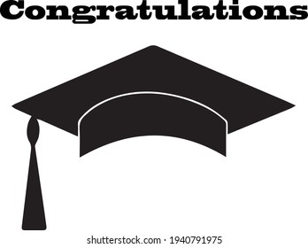 
graduates graduation cap, congratulations on graduation and education, promotion to new learning, distance learning in times of pandemic. vector graphics