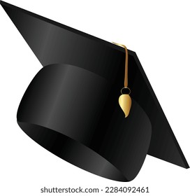 Graduate's hat, gold. Graduation party, graduation greetings 2023