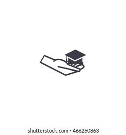 Graduate's hat in hand
