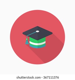 Graduates icon , Vector flat long shadow design. In education concept.