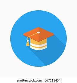Graduates icon , Vector flat long shadow design. In education concept.