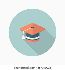 Graduates icon , Vector flat long shadow design. In education concept.