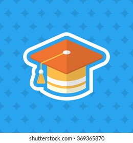 Graduates icon , Vector flat long shadow design. In education concept.
