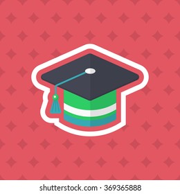 Graduates icon , Vector flat long shadow design. In education concept.