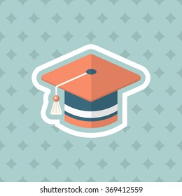 Graduates icon , Vector flat long shadow design. In education concept.