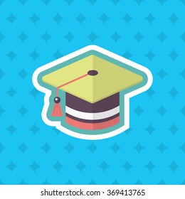 Graduates icon , Vector flat long shadow design. In education concept.
