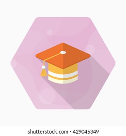 Graduates icon , Vector flat long shadow design. In education concept.