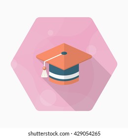 Graduates icon , Vector flat long shadow design. In education concept.