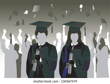 Graduates in silhouette