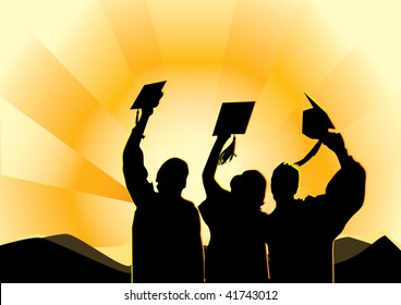 Graduates in silhouette